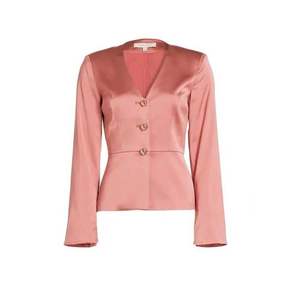 Favorite Daughter The Classy Satin Top Dusty Rose Long Sleeve Button size 14